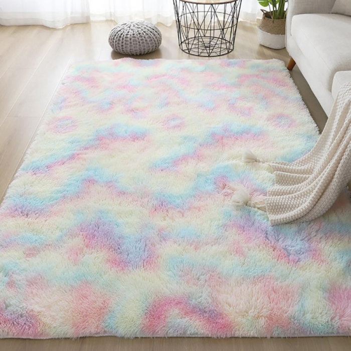 Mercer41 Rainbow Rugs For Girls Bedroom Fluffy Luxury Soft Area Rug Cute Floor Carpets For Child